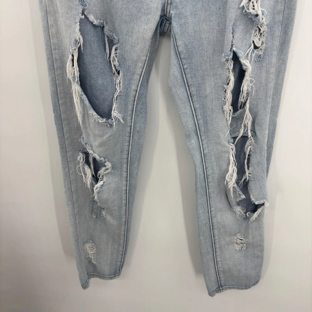 Brandy‎ Melville Distressed Jeans Womens 25 Light Wash Button Fly Boho 90s Y2K